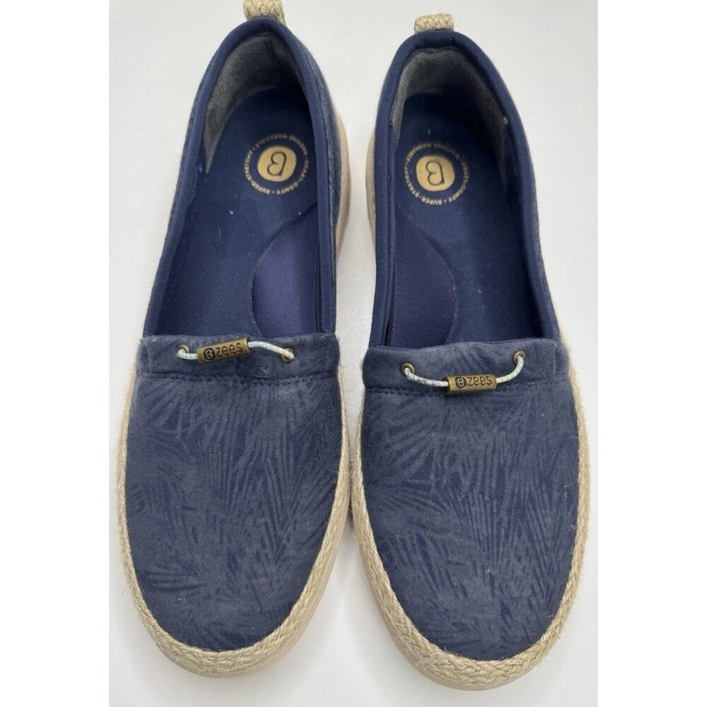 BZees Maui Blue Slip On Comfort Espadrille Comfort Shoe Size 10